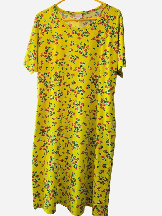 LuLaRoe Dresses & Skirts - LuLaRoe Yellow Floral Midi Tee Dress